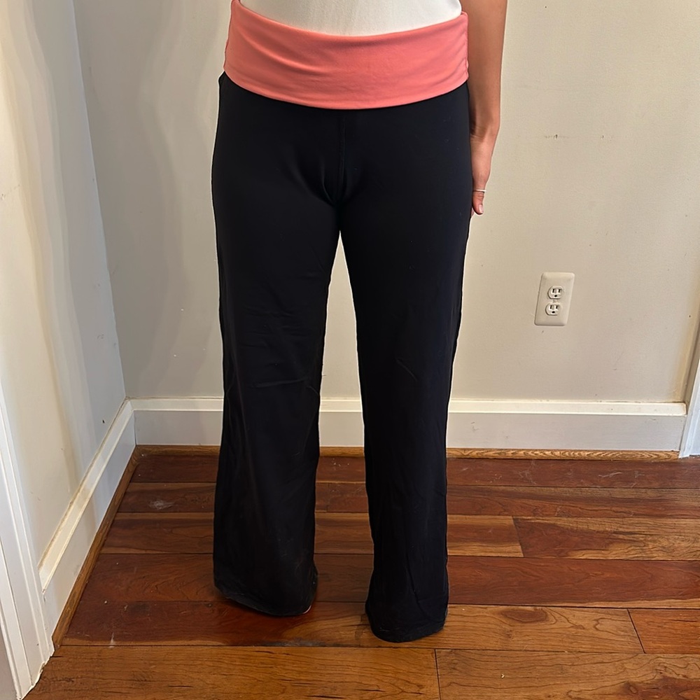 pink lined lululemon flares